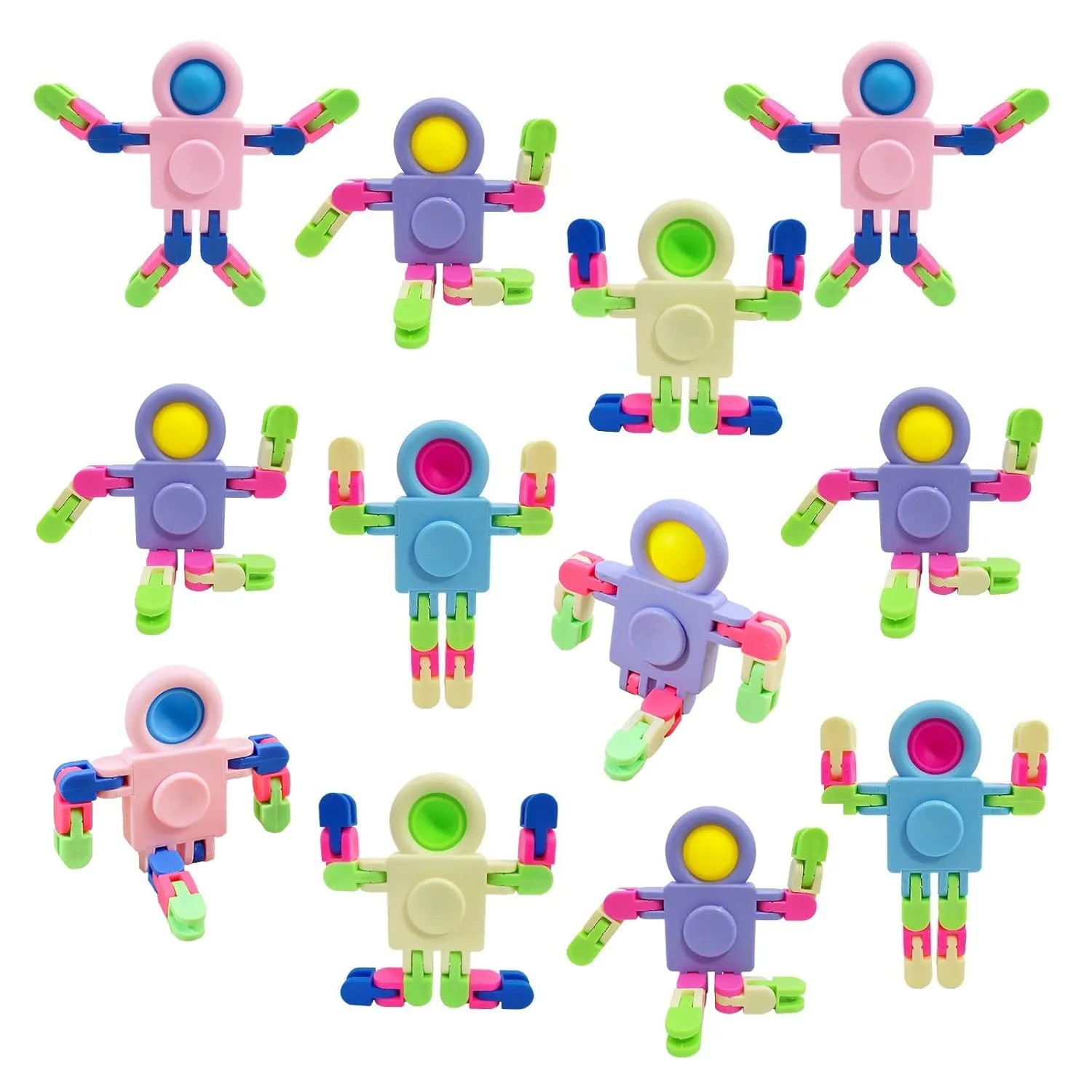 12 Pack Fidget Sensory Spinner Toys? Transformable Chain Robot Fingertip Toy?P