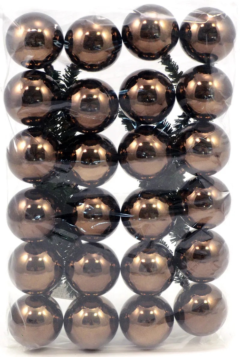 6" Green Tinsel Ties w/ 50mm Balls: Brown (Set of 12)