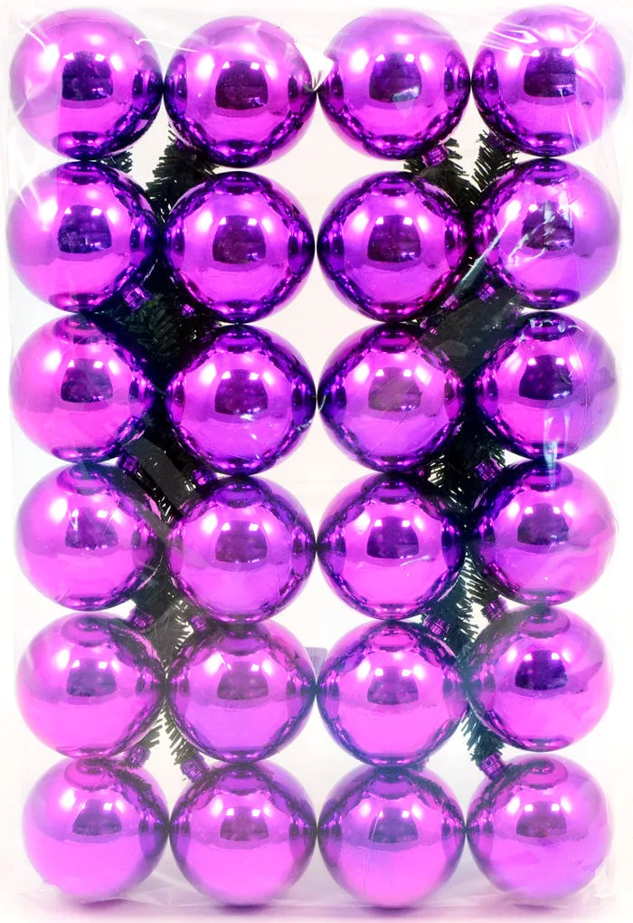 6" Green Tinsel Ties w/ 50mm Balls: Purple (Set of 12)