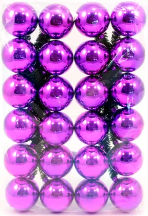 6" Green Tinsel Ties w/ 50mm Balls: Purple (Set of 12)