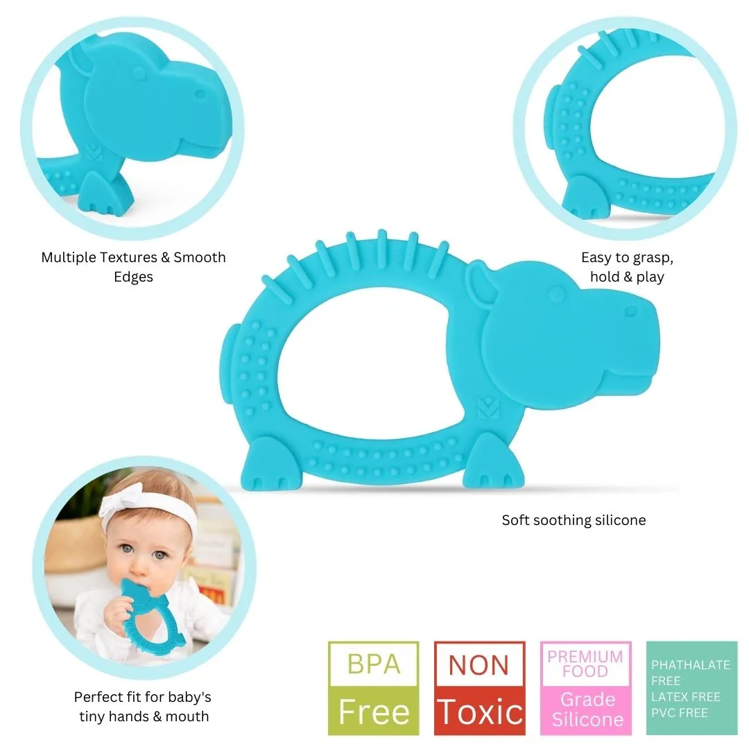 Baby Moo Hippo Soothing Silicon Teether BPA And Toxin Free - Blue