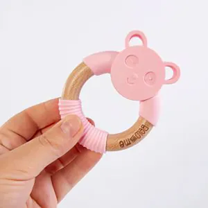 Belo&Me Penny Panda Animal Wood Teether - Pink