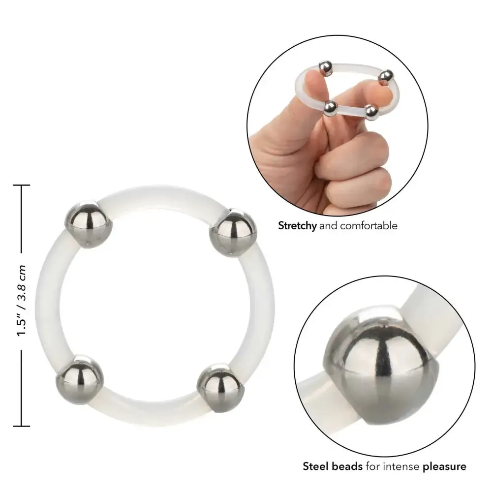 Colt Silicone Clear Extra Large Steel Beaded Stretchy Cock Ring