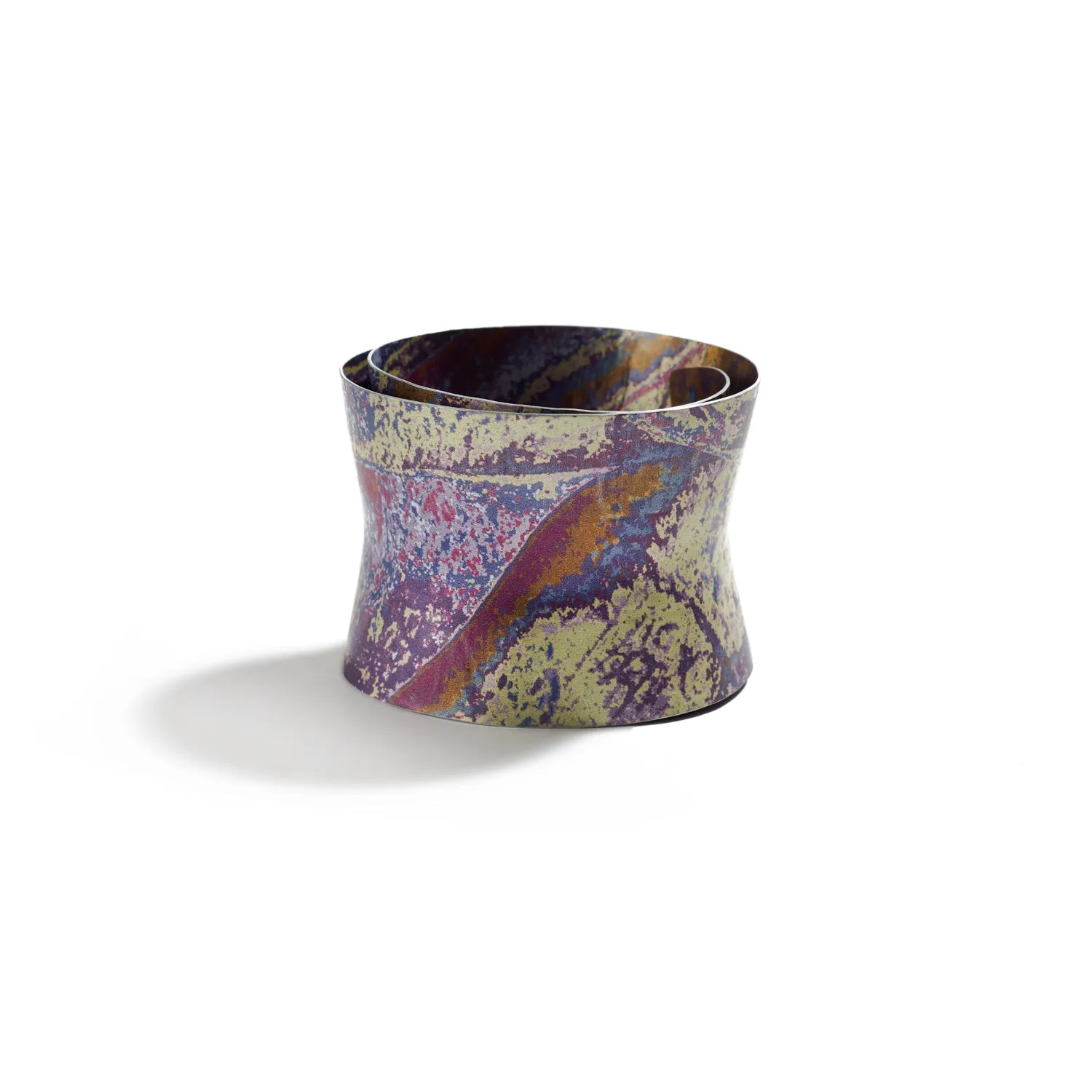 Crazed Fluted Spiral Bangle in Purple