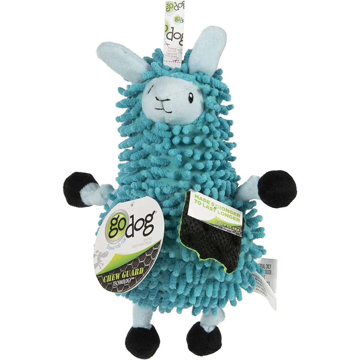 GoDog Blue Llama the Noodle Chew Guard Dog Toy