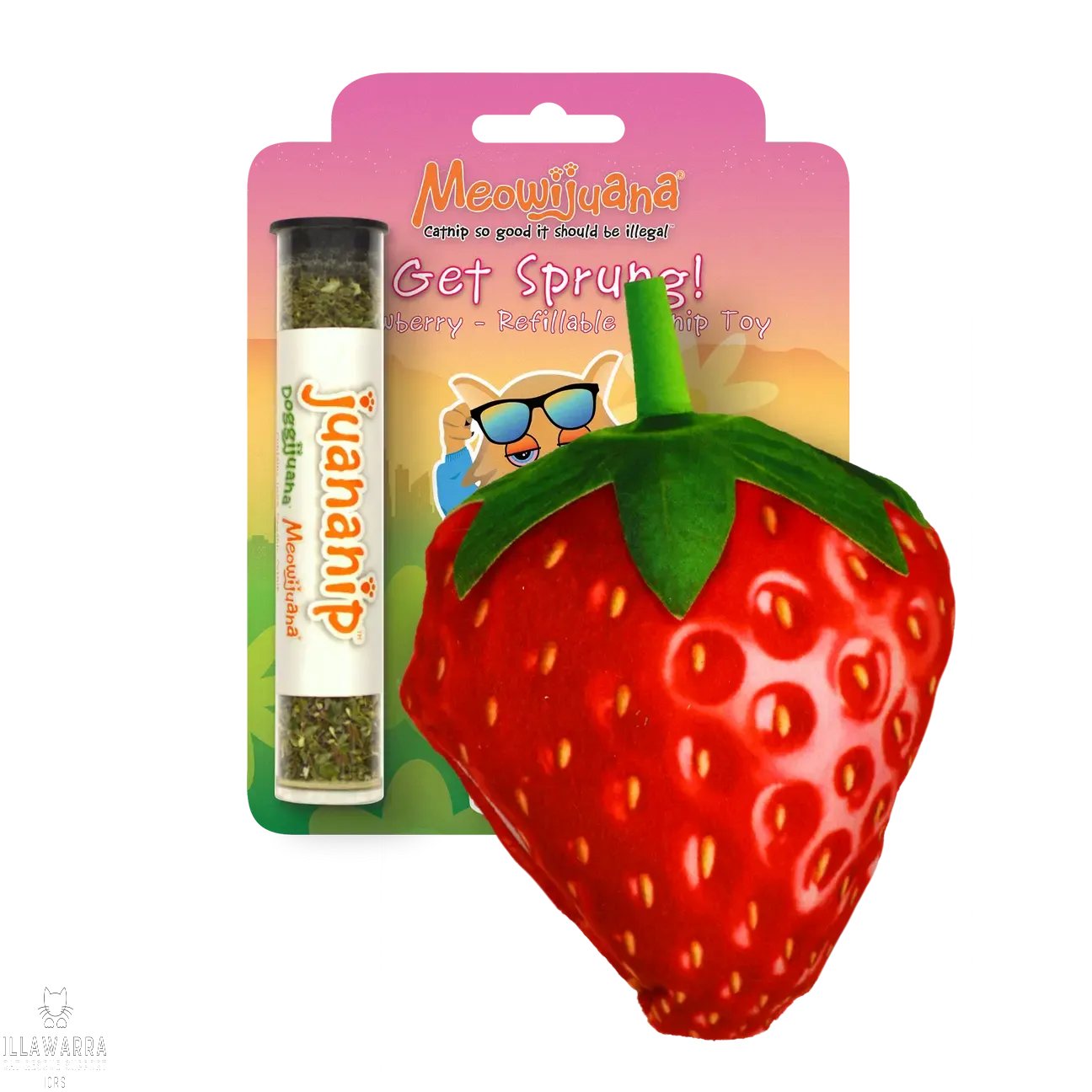 Meowijuana® Get Sprung Catnip Refillable Strawberry Cat Toy