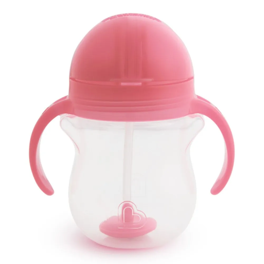 Munchkin Any Angle Click Lock Weighted Straw Trainer Cup - Light Pink (7oz)