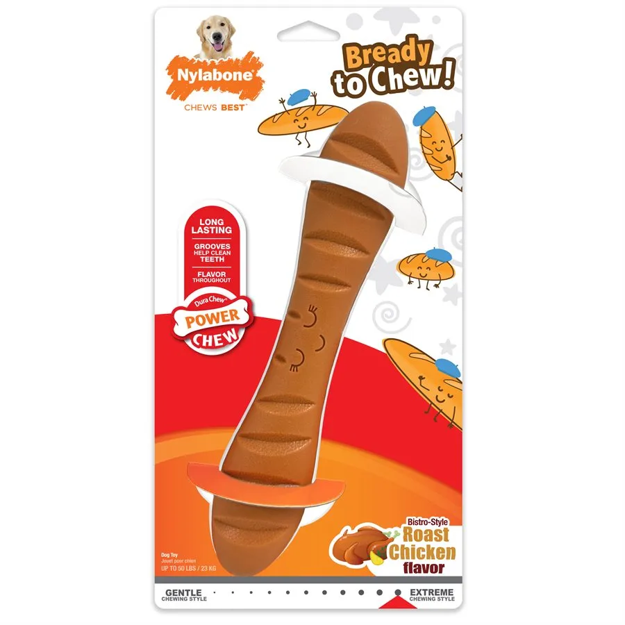 Nylabone Power Chew Baguette Dog Toy Bistro-Style Roast Chicken Large / Giant