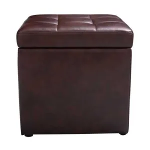 Ottoman Pouffe Storage Box Lounge Seat Footstools  - Color: Brown