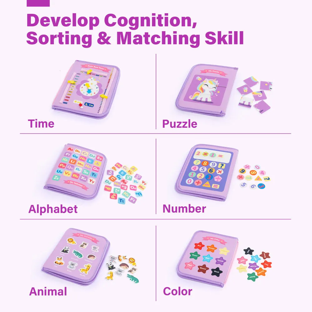 Personalized Unicorn Theme Activities Learning Busy Board for 3-6 Years Old