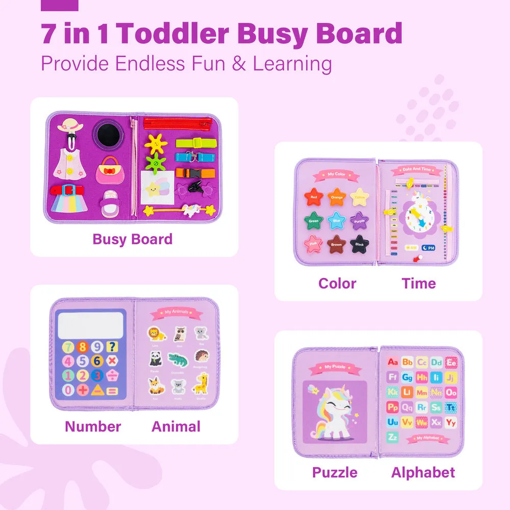 Personalized Unicorn Theme Activities Learning Busy Board for 3-6 Years Old