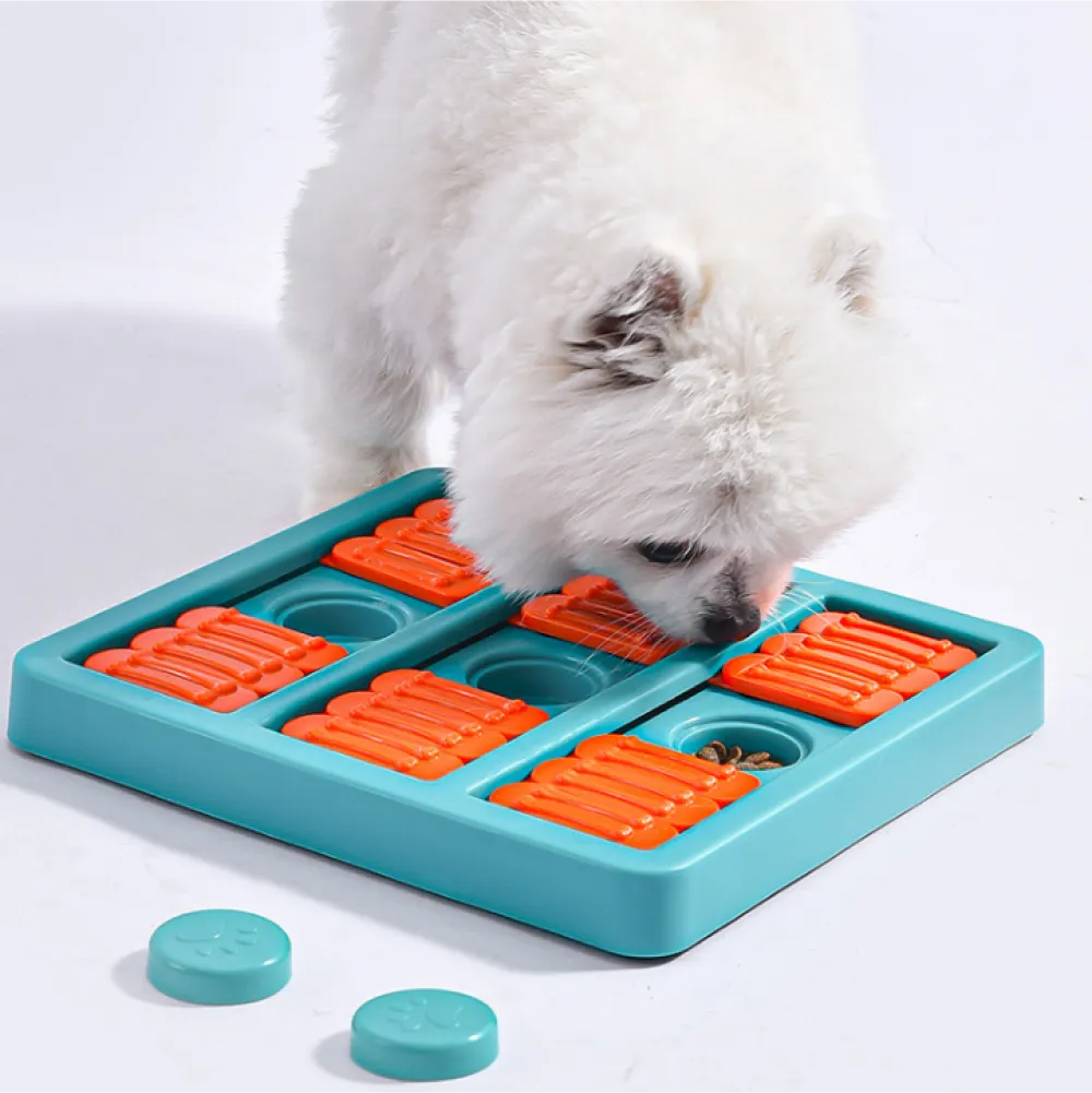 Pet Vogue Slow Feeder Rectangle Shaped Toy for Dogs (Turquoise/Orange)