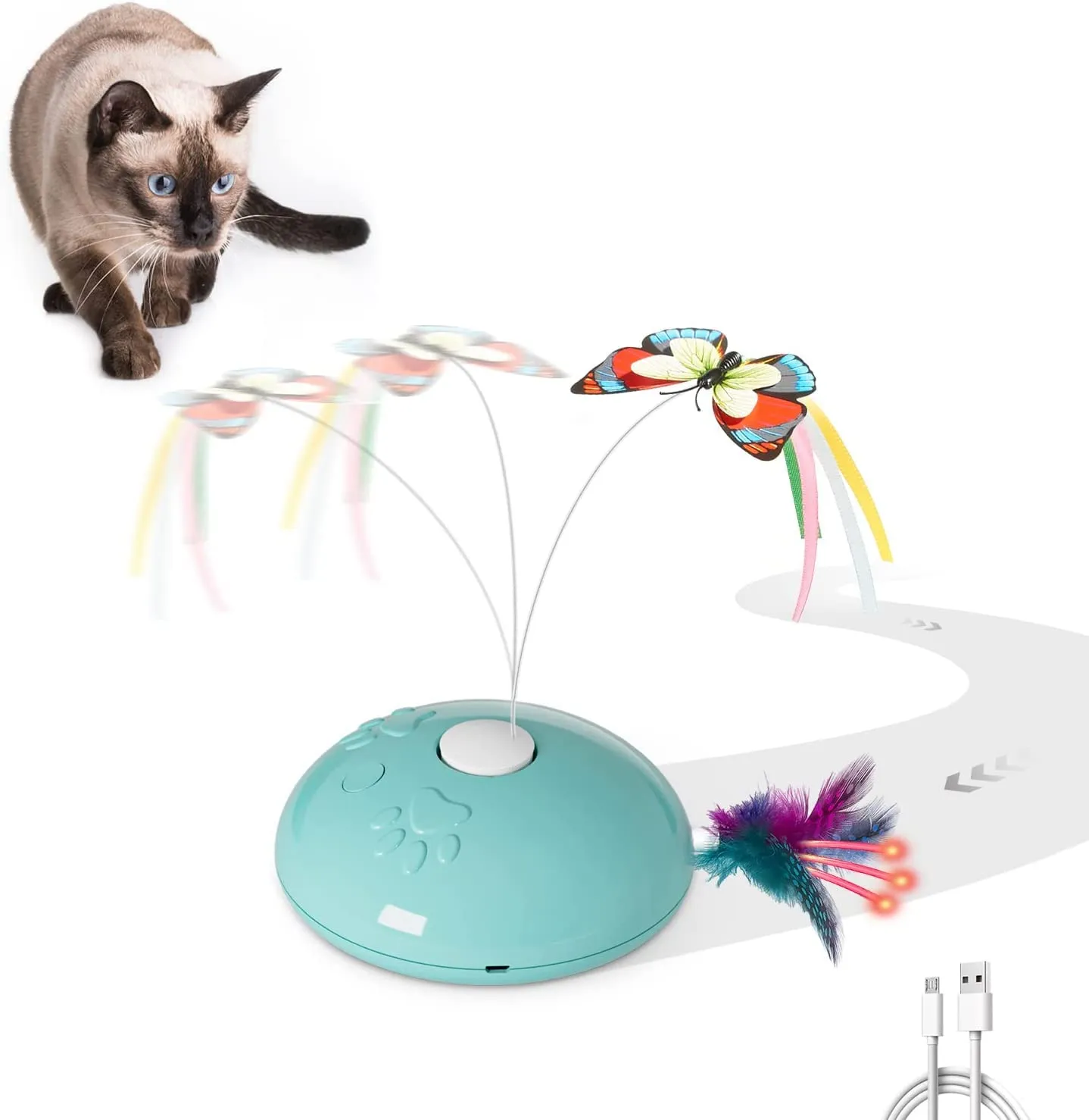 Potaroma Cat Toys, 4-in-1 Rechargeable Interactive Automatic Kitten Toy