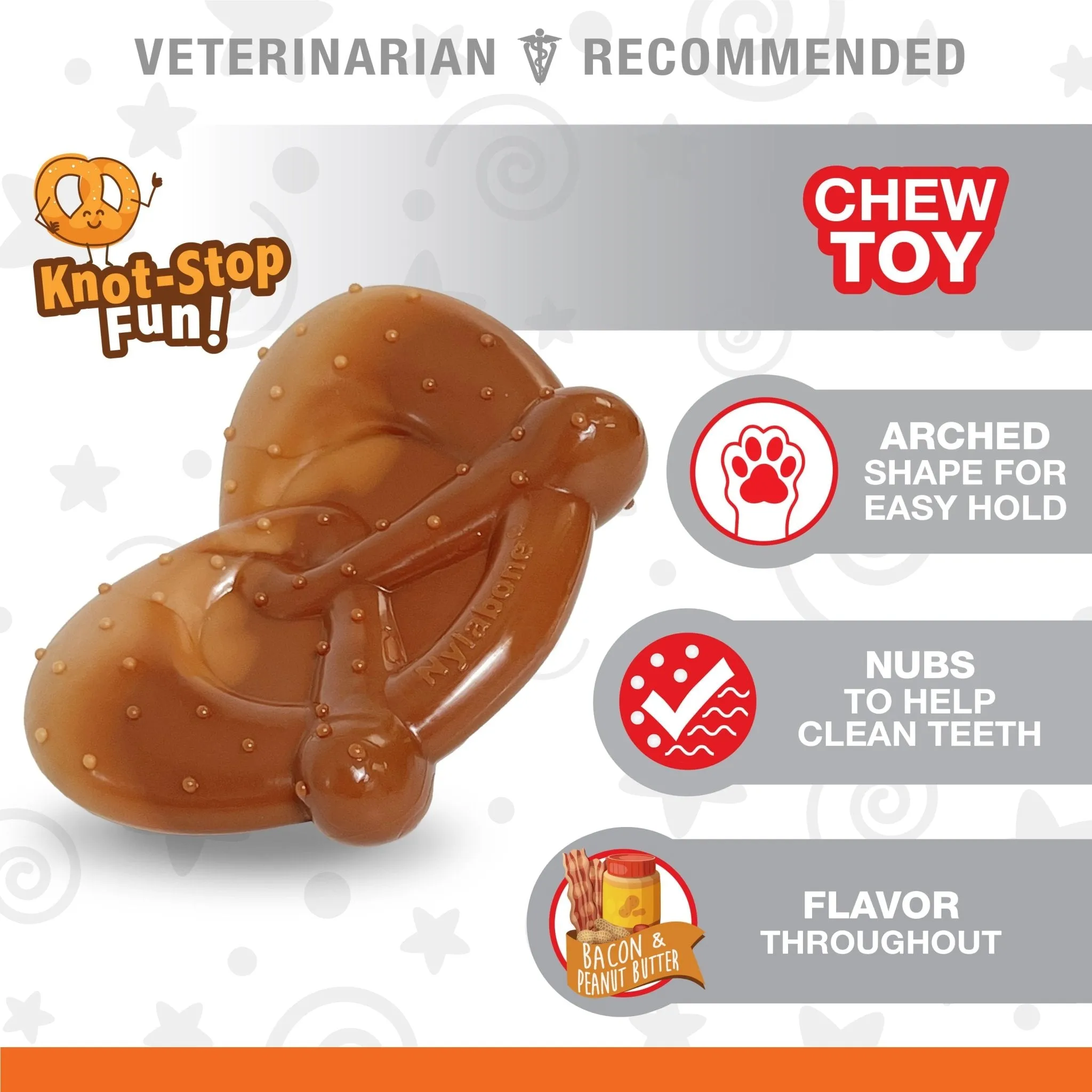 Power Chew Pretzel Dog Toy, Bacon & Peanut Butter, Small/Regular, Up to 25 Ibs.